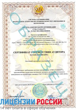 Образец сертификата соответствия аудитора №ST.RU.EXP.00014299-1 Луга Сертификат ISO 14001